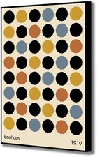 Bauhaus Coloured Circles Abstract - Canvas Wall Art Framed Print - Various Sizes