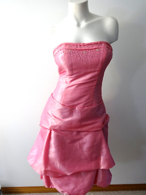 MARY'S BRIDALS MODERN MAIDS PINK SHORT BEADED TAFFETA STRAPLESS FORMAL SIZE  6 | eBay