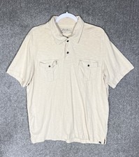 Eddie Bauer Outdoor Polo Shirt Mens Size Large Beige Cotton Chest Flap Pockets