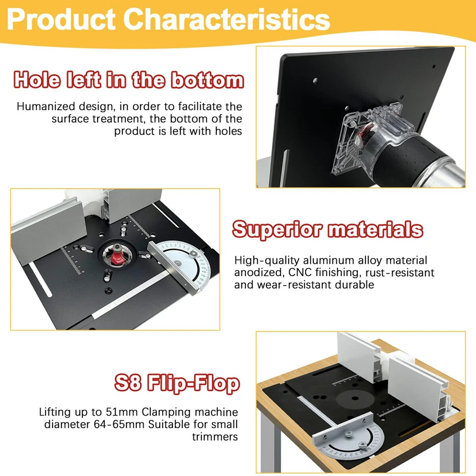 Frästisch für Oberfräse Einlegeplatte Set, OberfräSentisch und Tischfräsmaschine - Bild 4 von 4