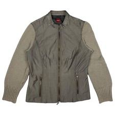Vintage Grey Olsen Jacket With Knitted Sleeves - Women’s Uk 12