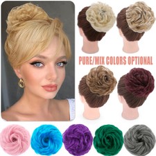 Messy Bun Wrap on Hair Piece Curly Scrunchie Chignon Real Thick Updo as Human US