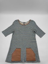 Anthropologie Postmark Sapony Tunic Dress Women Medium Ivory/Blue Stripe Pockets