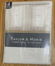 Taylor & Moxie 4-Pack Sheer Panels Window Curtains, Venetian Natural 52" x 84"