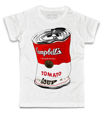 Herren T-Shirt Blech Andy Suppendose Tomate Suppe Rot Pop Art