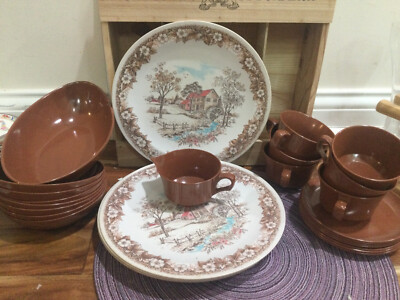 Vintage 27PC Lot Of Artisan Ware NHP 70's Melamine Dishes  MCM Retro VISIBLEWEAR