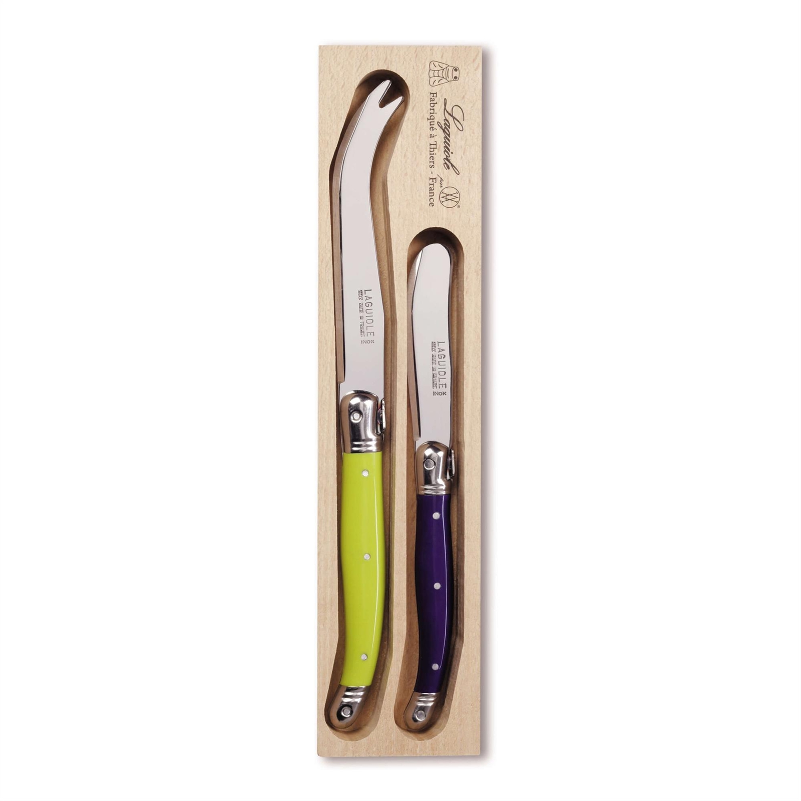 Laguiole Cheese Knife Set in Wooden Display Box. Multi Colour