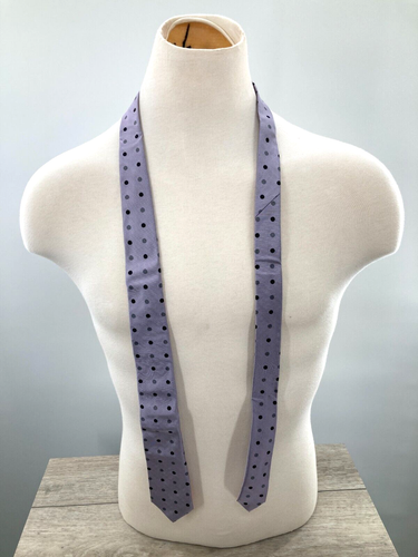Paul Smith Italian Silk Tie Purple Black Polka Dot Necktie Designer Fun Business
