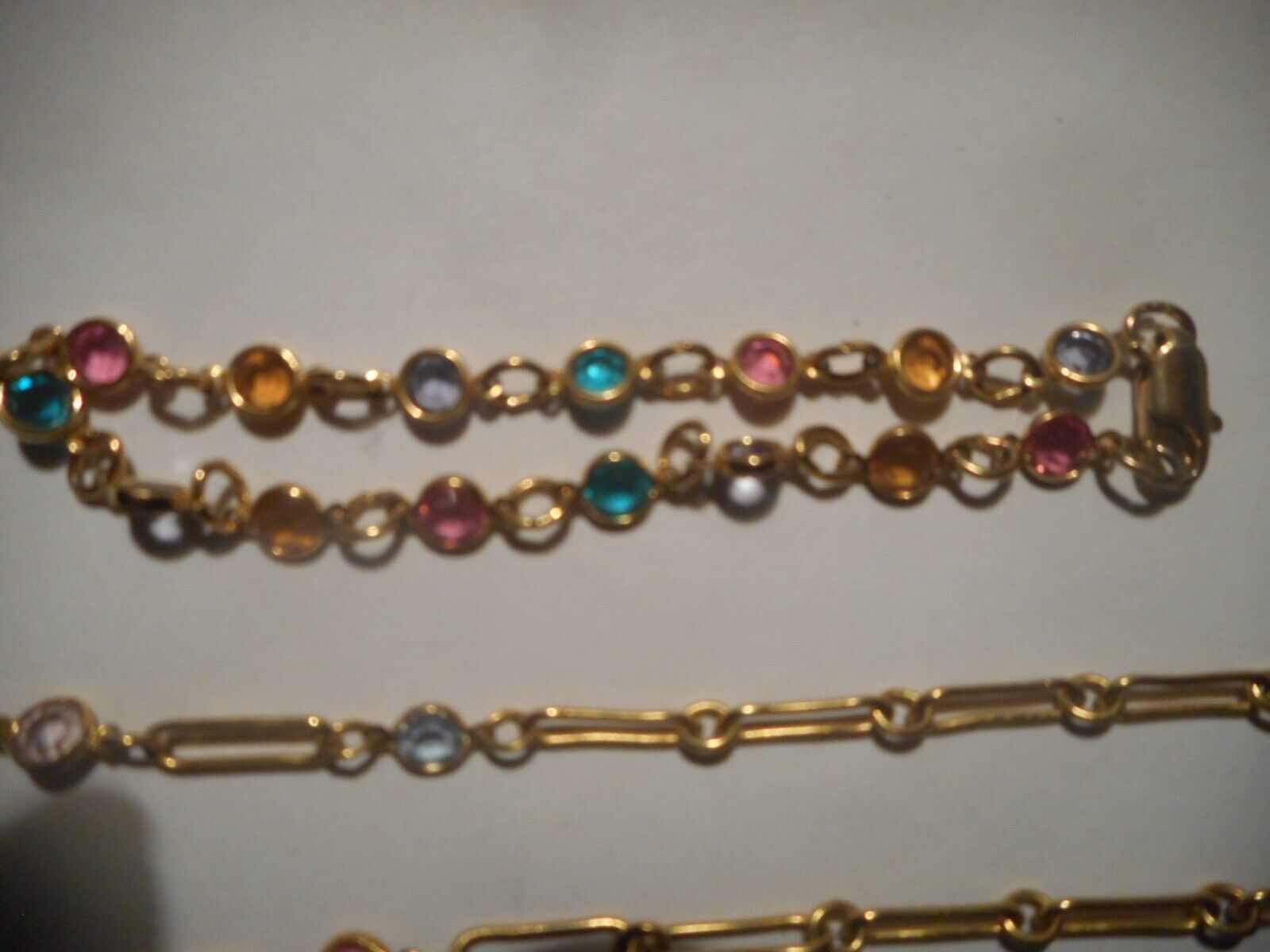 Vintage gold tone parlor set necklace, bracelet, earrings, open back