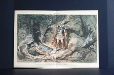 Abolition of Slavery SOUND MONEY 1887 UNCLE SAM as WOTAN from WALKURE Puck Print