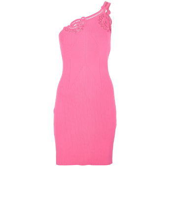 open lace back dress Self-Portrait - Pink Viscose Knit One Shoulder Maxi Dress main image 0
