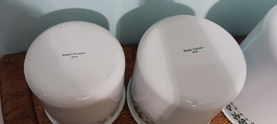 VTG Ralph Lauren Japan4 Pc. 1970's Enamelware White & Green Enamel