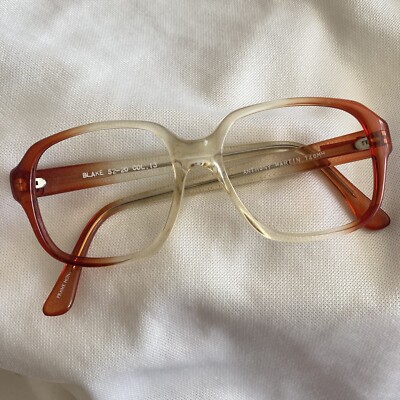 Vintage Anthony Martin Unisex Orange Red Square Frame Eyeglasses 52x20x140  VTG