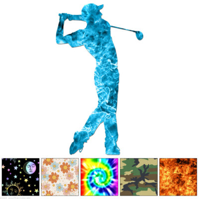 Golf Golfer Swing - Decal Sticker - Multiple Patterns & Sizes - ebn6415