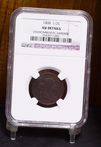 1808 Half Cent - NGC AU Details, Environmental Damage (#59870-L)