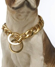 11/13/15mm Gold Dog Collar Stainless Steel Cuban Link Chain Collar 12"-26"