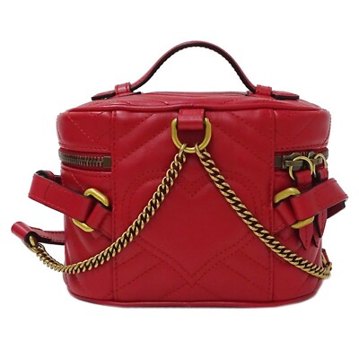 GUCCI Rucksack Backpack Vanity Bag 598594 0416 Red Leather NWT GUCCI Bag Quilting Bag Pack Backpack Mini GG Marmont Leather  main image 4