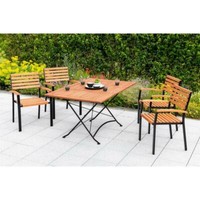 Merxx GartenmöBel Schlossgarten Set 5Tlg. 4 Stapelsessel + 1 Klappausziehtisch