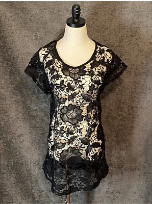 Miken Women's Crocheted Tie Back Brand New with Tags Cover Up Black Small