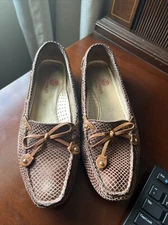 MARC JOSEPH NEW YORK CYPRESS HILL Brown FAUX LIZARD LOAFERS DRIVING MOCS 6.5