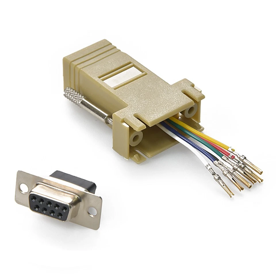 DB9 9-Pin Serial RS232 Female to RJ12/RJ11 Phone Line Jack 6P6C Modular Adapter - Image 2 of 3