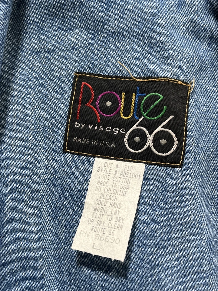 Chaqueta vaquera larga azul vintage Route 66 para mujer talla grande L NUEVA Foto 2 de 3