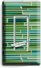 GREEN MOSAIC GLASS TILES STYLE 1GFI LIGHT SWITCH WALL PLATES KITCHEN DINER DECOR