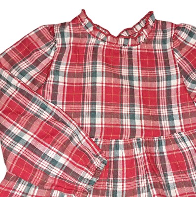 Girls CAT & JACK red green plaid flannel dress 3T NEW Christmas classic  party | eBay
