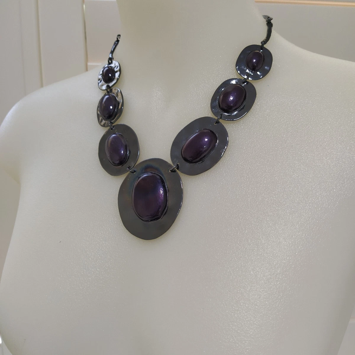 Purple shop bib necklace