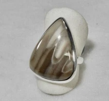 Flint Stone Triangular Ring 925 Sterling Silver Size 9 Emotional Stability
