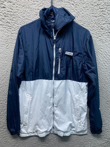 Columbia Sportswear PFG Coat Mens Small Blue White Windbreaker Full Zip - Picture 4 of 10