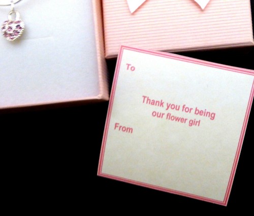 Flower Girl or Bridesmaid Pink Crystal Heart Necklaces Gift Favour inc Box & Tag - Picture 3 of 3
