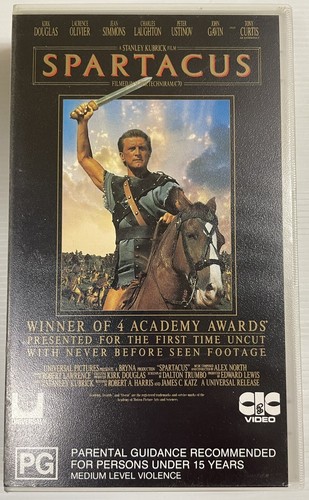 Spartacus VHS Kirk Douglas Video Cassette Tape Clear Small Case PAL PG 1960 - Picture 21 of 24