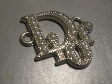 DIOR ZIP PULL   charm 21x23 MM  silver  tone,  faux pearls THIS IS FOR 1