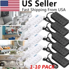 Lot Wall Mountable USB Surge Protector Power Strip with USB Ports 8 Outlet Plugs