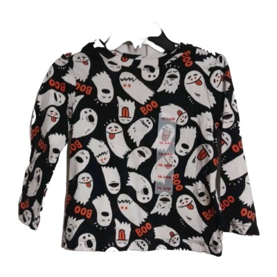 NWT Old Navy Kids Unisex LS Tee Size 18-24 Mon Halloween Ghost Boo Boys Girls K2