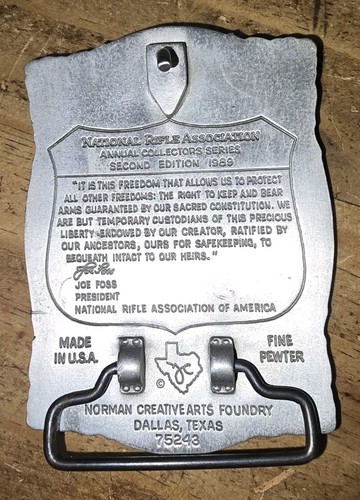 Vintage1989NRAPewter CollectorsEditionBelt BuckleThePresidents USA WithNRA STAND - Picture 4 of 6
