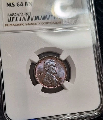 1911 Lincoln Cent MS64 NGC Blueberry/Grape Toning