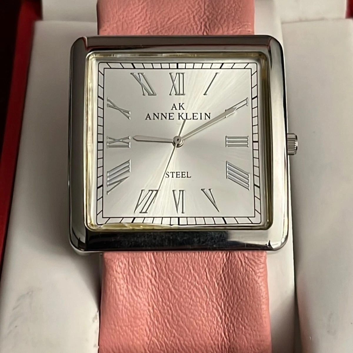 EUC Anne Klein large face women’s watch with soft pink leather band IOB Anne Klein Pink Wristwatches for sale | eBay main image 2