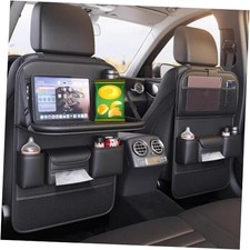 Leather Car Backseat Organizer with Foldable Table Tray, Car Seat Back 2 Pack