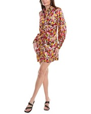 Ganni Mini Silk-Blend Shirtdress Women's Pink 32