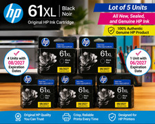 Lot of 5 Genuine HP 61XL Black Ink Cartridges Exp 2027 HP61XL OEM HP 61 XL HP61