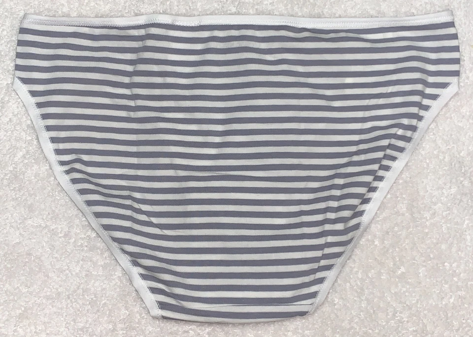 CALVIN KLEIN Form Cotton Grey White Striped Bikini Panty Womens S 5 M 6 L 7 XL 8 - Image 3 of 4