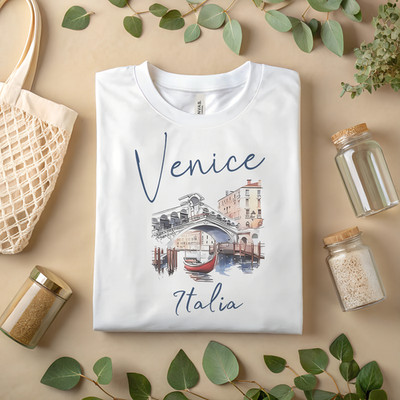 Venice Italy T-Shirt   Rialto Bridge Gondola Graphic Tee Souvenir Travel A132