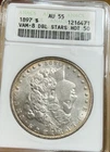 1897 Morgan Silver Dollar ANACS AU55 Vam 8 Old Soapbox Holder Undergrade Spinner