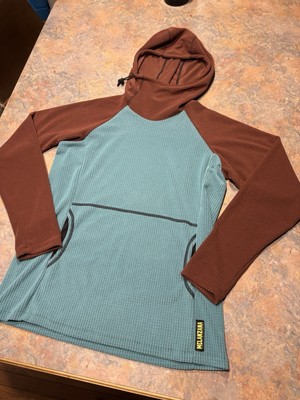 Brand New Melanzana Micro Grid Hoodie V2 Women s Medium Turquoise And Bark ￼