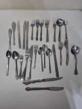 Lot Of 27 Piece Vtg Flatware Silverware Stainless Steel USA Cambridge Oneida...