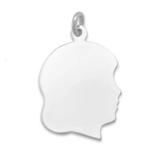 Dije de silueta de niña 3D oxidada de plata de ley .925