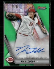 2019 Bowman's Best Nick Lodolo Best of 2019 On-Card Auto Green Refractor #/99