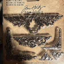NEW Tim Holtz Idea-ology Ornate Metal Vignette Accents - 6 Pieces -  TH93687